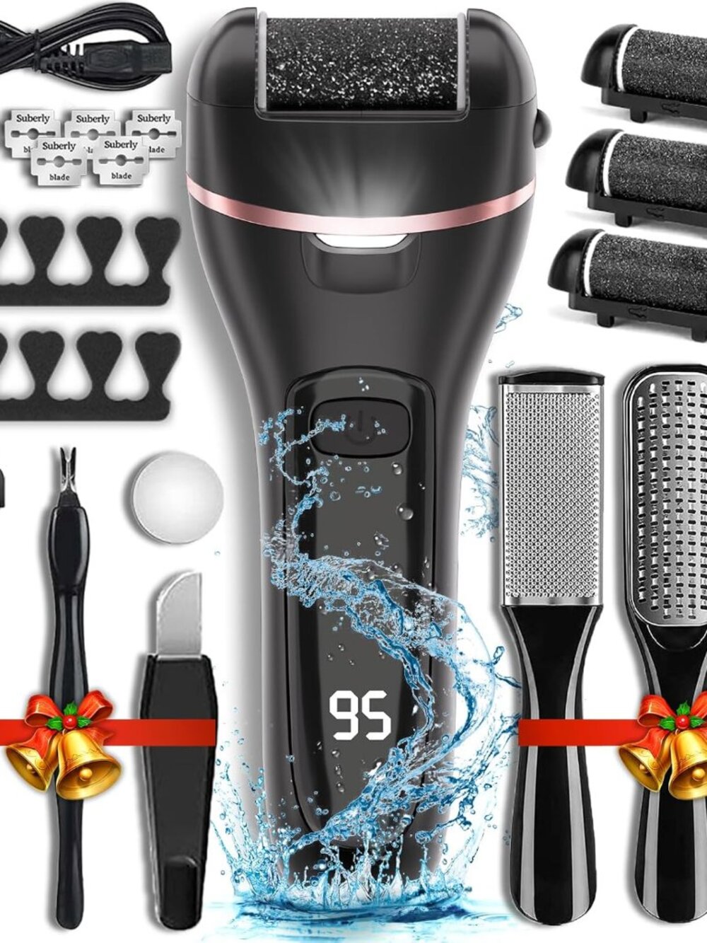 Electric Callus Remover for Feet, 3 Roller Heads, 17-in-1 Kit